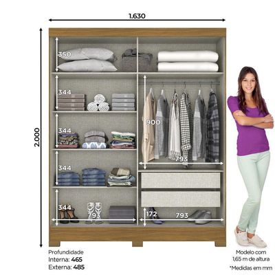 Guarda Roupa Casal 02 Portas 02 Gavetas Istambul Briz