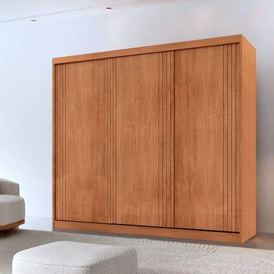 Guarda Roupa Casal Connor Mdf 3pts De Correr Moderna Mobília Naturalle