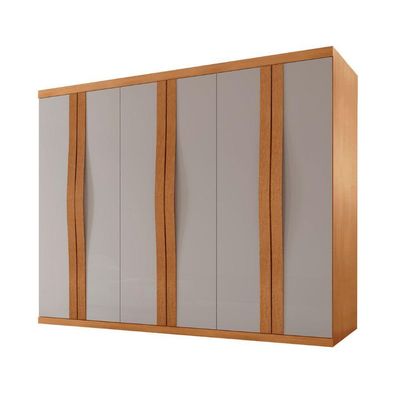 Guarda Roupa Casal Rommeo mdf 6pts 6gvts Moderna Mobília Naturalle/off White