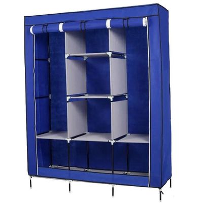 Guarda-roupa Portátil Com Cabideiro E Prateleiras - Azul