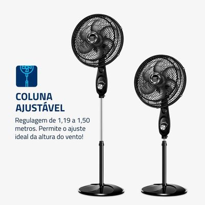 Ventilador De Coluna Mondial 30cm 6 Pás Turbo VT-30C-NB Preto/Prata 110V