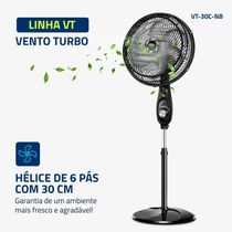 Ventilador De Coluna Mondial 30cm 6 Pás Turbo VT-30C-NB Preto/Prata 110V