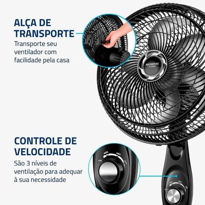 Ventilador De Coluna Mondial 30cm 6 Pás Turbo VT-30C-NB Preto/Prata 110V
