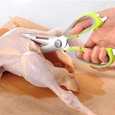 Tesoura Culinária Profissional 6 Em 1 – Multiuso Em Aço Inox Desmontável - Verde