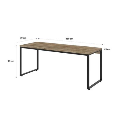 Mesa Kuadra Diretor 180x70x75cm Carvalho / Est.preta