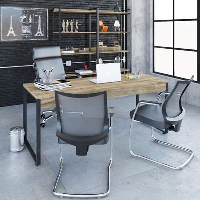 Mesa Kuadra Diretor 180x70x75cm Carvalho / Est.preta