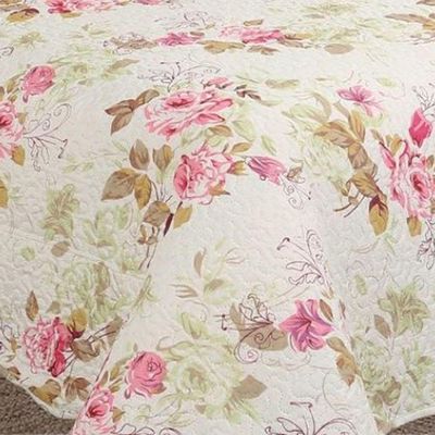 Kit Cobre Leito Colcha Mix King Estampado Dupla Face Floral 3 Peças - Mariela