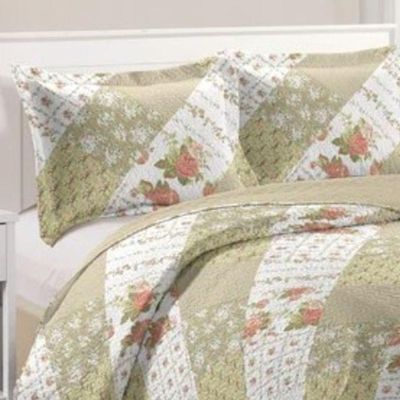 Kit Cobre Leito Colcha Mix King Estampado Dupla Face Floral 3 Peças - Janaína
