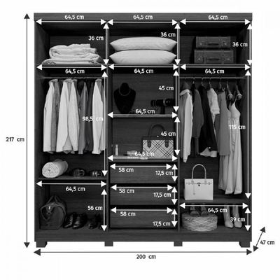 Guarda-roupa 6 Portas Millano Cinamomo Off White Ripado