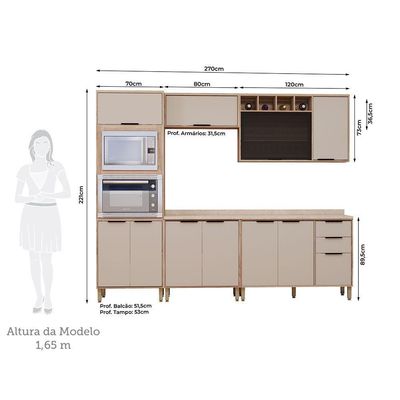 Cozinha Modulada Compacta 5 Peças Com Espaço Para Forno E Mi Vanilla/beige