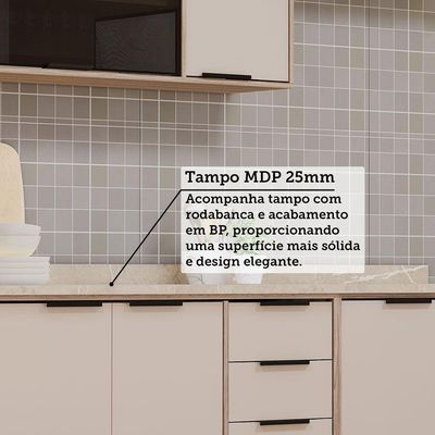 Cozinha Modulada Compacta 4 Peças Com Tampo Aspen Luciane Mó Vanilla/beige