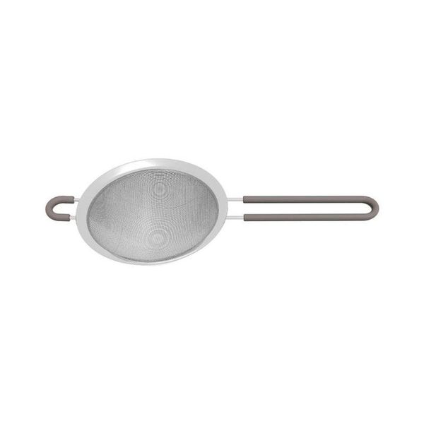 Peneira Tramontina Softta Cinza Aço Inox Com Cabo E Alça Em Silicone 12cm