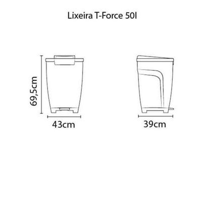 Lixeira Tramontina T-force Preto 50 L