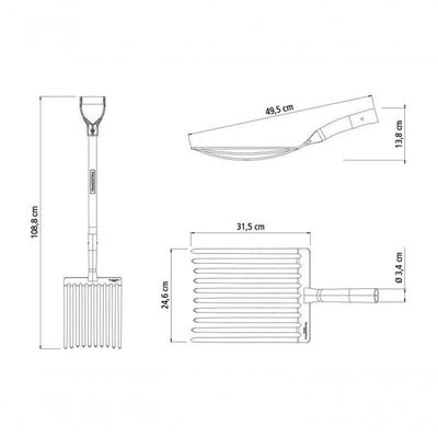 Forcado Para Cascalho Tramontina 10 Dentes Com Cabo De Madeira 71cm