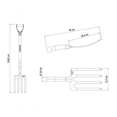 Forcado Para Terra Tramontina Metálico 4 Dentes Com Cabo De Madeira 71cm
