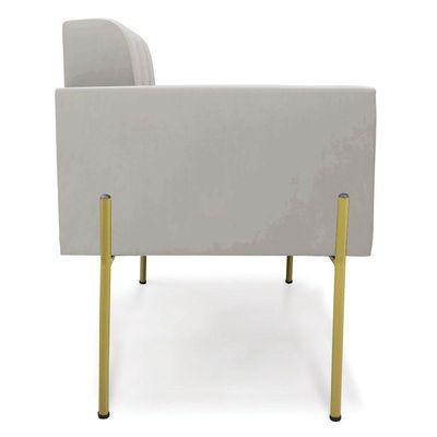 Poltrona Pé De Ferro Dourado Para Sala Kit 2 Elisa Veludo D03 - D'rossi Cor Cinza