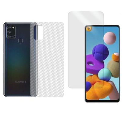 Película Hidrogel + Adesivo Fibra De Carbono Para Samsung Galaxy A21s - Transparente