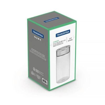 Pote De Vidro Tramontina Purezza Com Tampa De Aço Inox 10cm 1,4 Litros