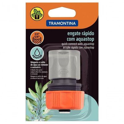 Engate Rápido Com Aquastop Tramontina Plástico Para Mangueira 5-8 E 3-4