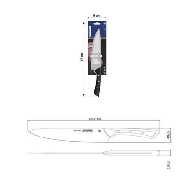 Faca Chef Tramontina Solutta Em Aço Inox E Cabo Em Policarbonato Preto 8"