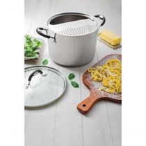 Espagueteira Tramontina Astro Silicone 24cm Em Inox Com Tampa De Vidro