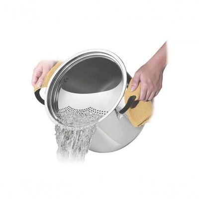 Espagueteira Tramontina Astro Silicone 24cm Em Inox Com Tampa De Vidro