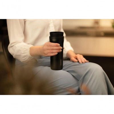 Copo Térmico Tramontina Aço Inox 460 Ml Preto Com Bocal 360°