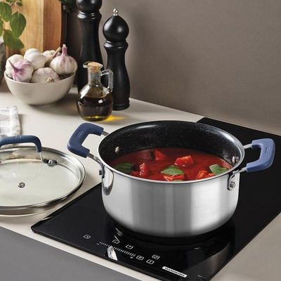 Caçarola Tramontina Romagna Aço Inox E Alumínio 20cm Com Revestimento Cerâmico Black Stone