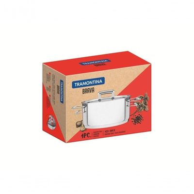 Caçarola Rasa Tramontina Brava 24cm Em Aço Inox
