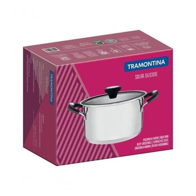 Caçarola Funda Tramontina Solar Silicone 16cm Em Aço Inox