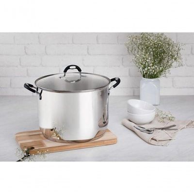 Caldeirão Tramontina Astro Silicone 28cm Em Aço Inox Com Tampa De Vidro