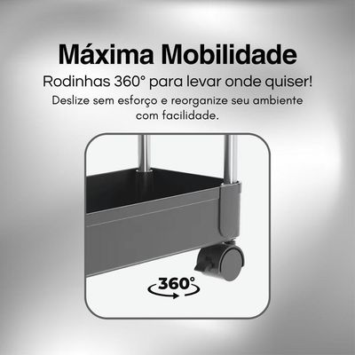 Estante Organizadora Móvel 3 Andares Para Cozinha, Banheiro E Escritórios