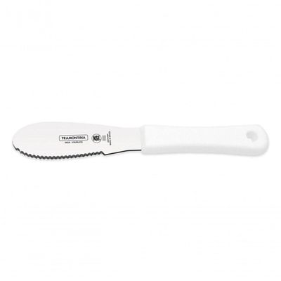 Espátula Tramontina Profissional Aço Inox com Serrilha Cabo Polipropileno Branco