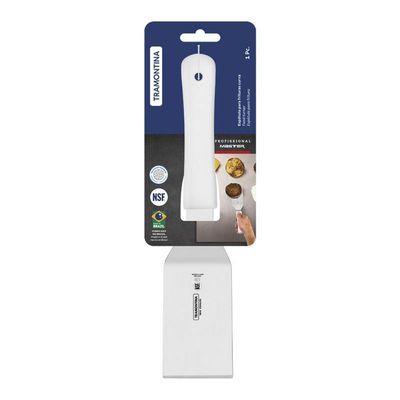 Espátula para Frituras Tramontina Profissional Aço Inox Cabo Polipropileno Branco
