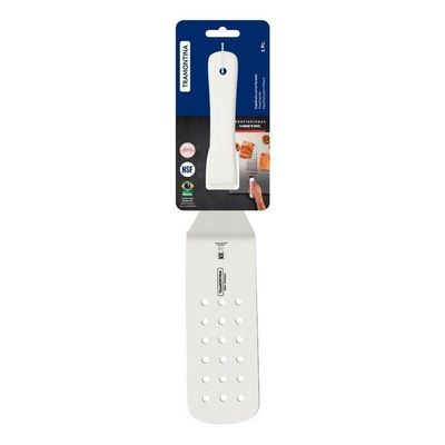 Espátula para Frituras Tramontina Profissional Aço Inox Cabo Polipropileno Branco 9x3