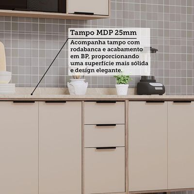 Cozinha Modulada Compacta 5 Peças Com Tampo Aspen Luciane Mó Vanilla/beige