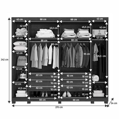 Guarda-roupa Benetil Arezzo 6 Portas Cinamomo Ripado