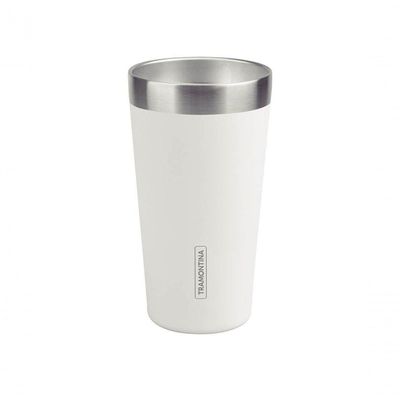 Copo Térmico Branco Em Aço Inox Tramontina Exata Sem Tampa 420ml