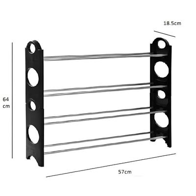 Sapateira Grande Ampliavel 12 Pares Empilhavel Estante Desmontavel 4 Prateleiras Aluminio