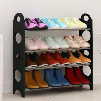 Sapateira Grande Ampliavel 12 Pares Empilhavel Estante Desmontavel 4 Prateleiras Aluminio