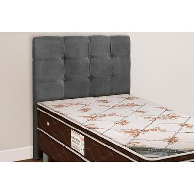 Painel De Cama Box Estofada Solteiro Clean Plus Suede Marrom Taupe - Simbal
