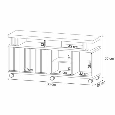 Rack Para Sala Bancada De Tv 50 Pol. 136cm Briz H01 Off White-cinamomo - Mpozenato