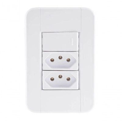 Conjunto 4x2 1 Interruptor Simples 10 A 250 V 2 Tomadas 2p+t 10 A 250 V Tramontina Tablet