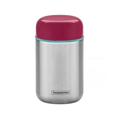 Pote Térmico Tramontina Em Aço Inox Com Tampa Rosa 8,8cm 400ml