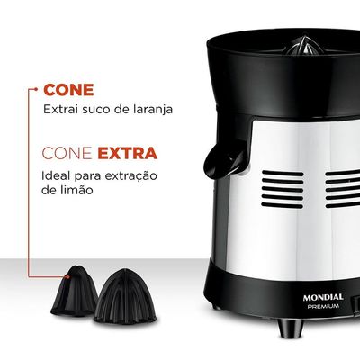 Extrator de Frutas Mondial Turbo Premium E-10 250W Bivolt - Preto