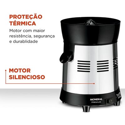 Extrator de Frutas Mondial Turbo Premium E-10 250W Bivolt - Preto