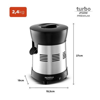 Extrator de Frutas Mondial Turbo Premium E-10 250W Bivolt - Preto