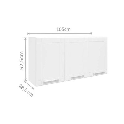 Cozinha Modulada Bertolini Múltipla 4 Peças (2 Armários + 1 Balcão + 1 Paneleiro) C4P85 Branco/Preto