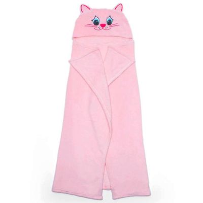 Manta Com Capuz Buettner Microfibra Infantil Miau 90cmx90cm Rosa Claro