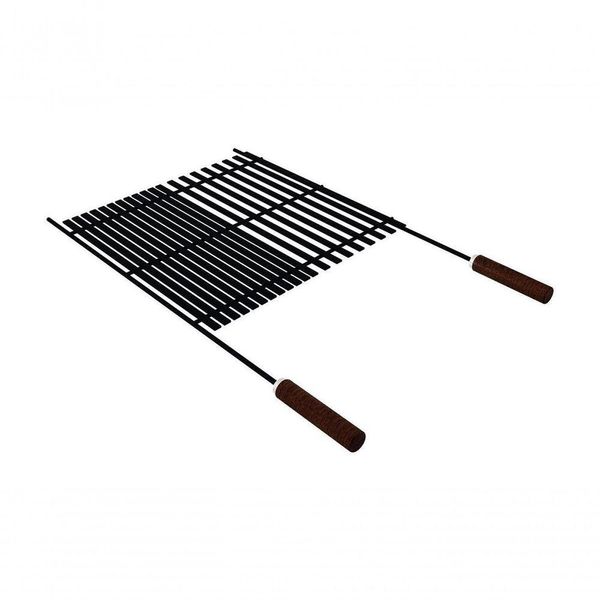 Grelha Tramontina Churrasco Black 74,1x44,2cm Em Aço Carbono E Cabos De Madeira